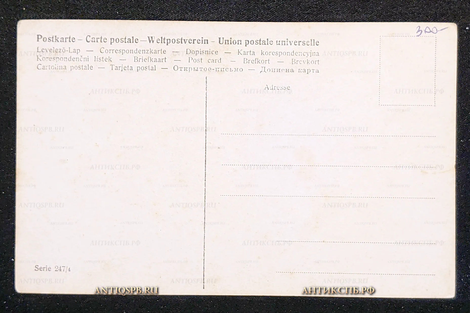 Открытка старинная, открытое письмо "Портрет девушки". Нач. ХХ века. №7362